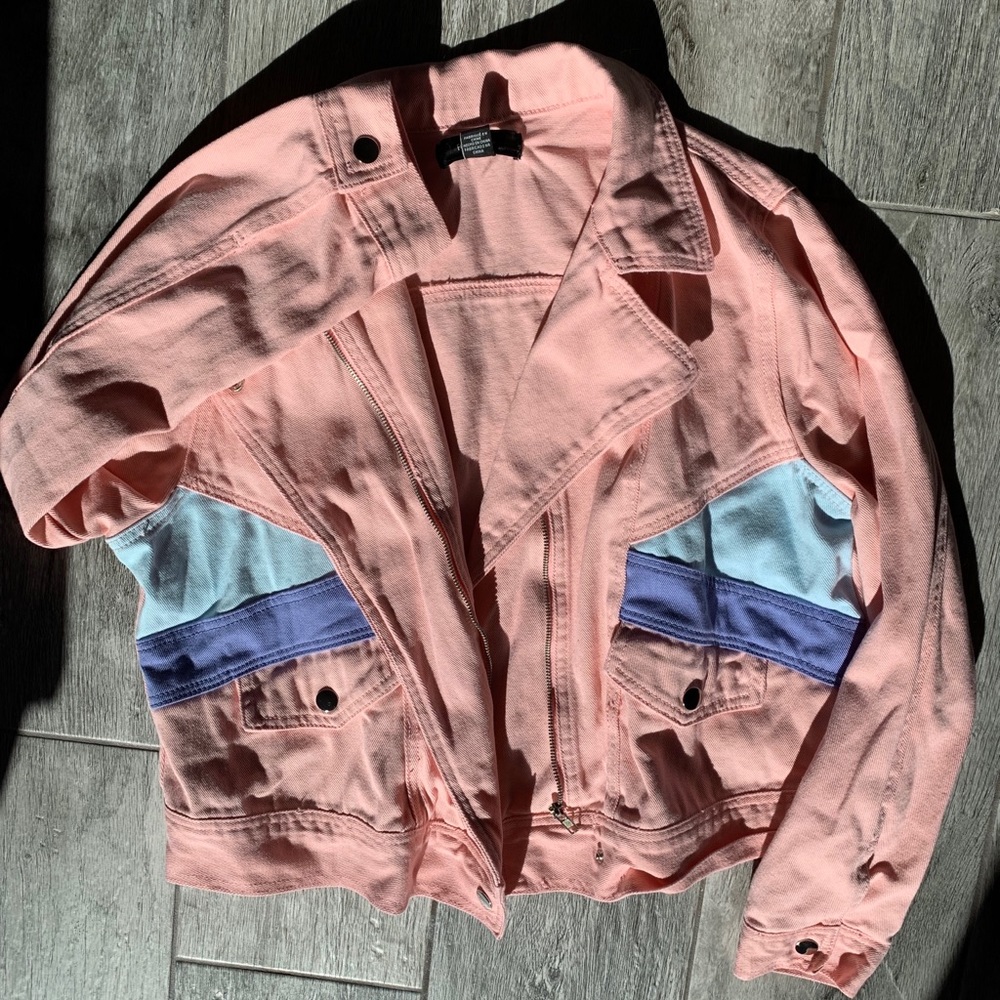 F21 lightweight denim moto jacket